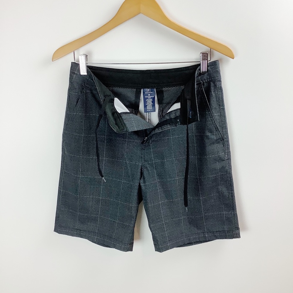 George Wet Dry Gray Plaid Swim Trunks Shorts - Picture 4 of 9